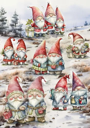 Miniatura 9 de Papel de arroz para Decoupage A4 Feliz Navidad (Cara de Papá Noel Rosa - 2 hojas)
