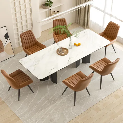 Miniatura 14 de Nalupatio Juego de 2 sillas de comedor modernas, cómodas sillas de comedor con cojines gruesos, sillas laterales tapizadas de tela con patas de Negro