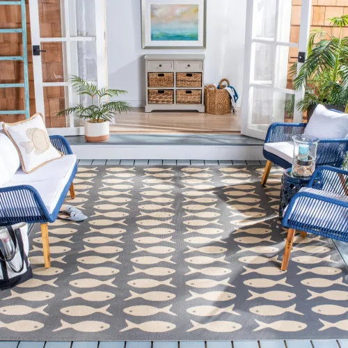 Miniatura 35 de SAFAVIEH Alfombra lavable para exteriores, colección Patio de 2.3 x 6.7 pies, color negro y beige, no desprende pelusa y fácil limpieza, ideal
