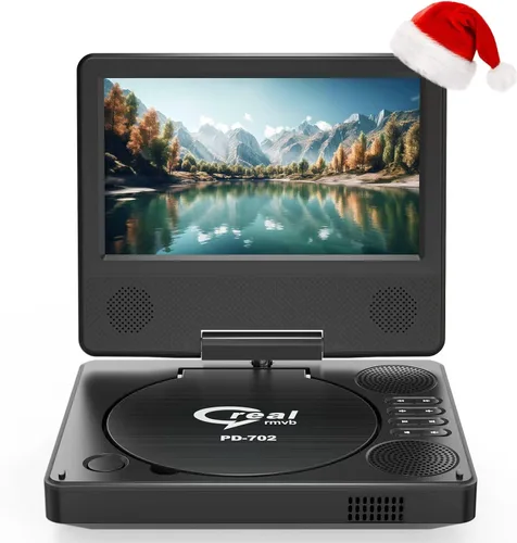 Reproductor de DVD portátil de 9.5" con pantalla giratoria de 7.5", batería recargable integrada de 5 horas, reproductor de DVD para automóvil,