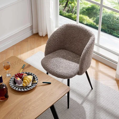 Miniatura 9 de Homedot Juego de 2 sillas de comedor tapizadas de barril negro, modernas sillas de cocina de mediados de siglo, cómodas con asiento acolchado