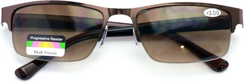 Miniatura 3 de Gafas de lectura progresivas rectangulares de metal sin línea Gafas de sol al aire libre del lector trifocal