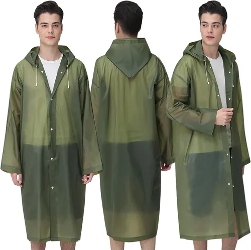 Miniatura 19 de Cosowe Ponchos de lluvia reutilizables para adultos, 2 piezas impermeables de emergencia para mujeres y hombres con capucha y cordón