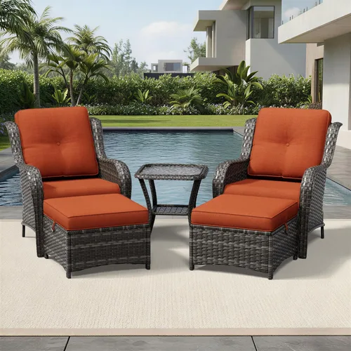 Miniatura 146 de Joyside Juego de sillas de mimbre para patio, juego de 3 piezas de mimbre para exteriores con 2 sillas reposabrazos y 1 mesa auxiliar para terraza