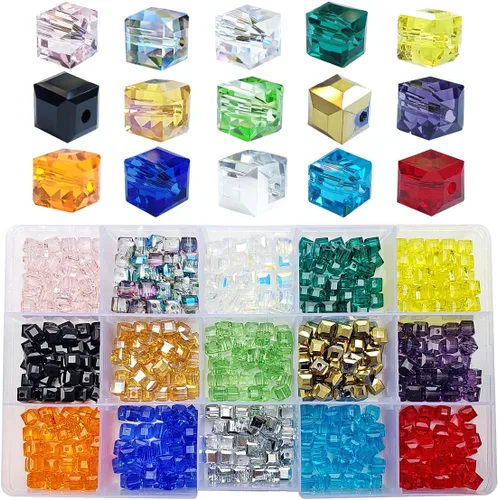 Miniatura 7 de Cuentas de vidrio de bicono de 0.394 pulgadas para hacer joyas, 300 piezas de forma facetada, cuentas espaciadoras de cristal coloridas, surtidos