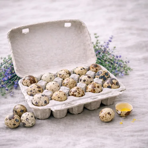 Miniatura 8 de Huevos de codorniz frescos de granja *Ponidas en los EE. UU.* Libres de hormonas; Sin OGM - (Cantidad de 12+) *Huevos para consumo*