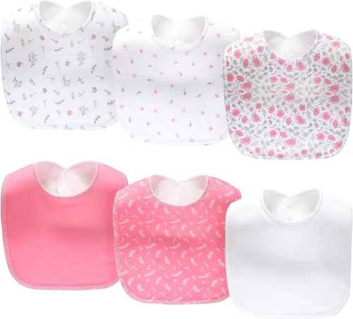 Miniatura 20 de Paquete de 8 baberos unisex ajustables con broches de presión, ultra suaves, absorbentes, babeo, dentición para niños y niñas Blanco