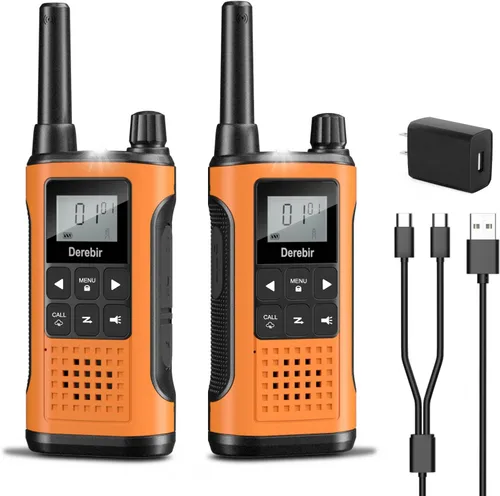 Miniatura 12 de Walkie Talkies para adultos, paquete de 2, walkie talkies recargables de largo alcance, 22 canales FRS, radios de 2 vías con alerta meteorológica