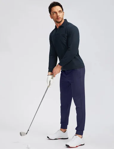 Miniatura 5 de Soothfeel Pantalones deportivos de golf para hombre con 5 bolsillos, ajustados, elásticos, para correr, viajes, trabajo, para hombre