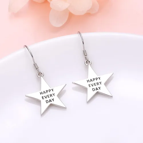 Miniatura 2 de 925 Sterling Silver Dangle Drop Earrings Star Heart Earrings Gifts for Women