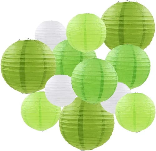 Miniatura 13 de 10 linternas de papel blanco para decoración de fiesta, 16 pulgadas, grandes, de papel redondo chino, para colgar, linternas gigantes