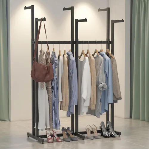 Miniatura 12 de Estantes para ropa dorados, estante de ropa de metal con 6 brazos rectos, estante de ropa independiente para colgar ropa de gran capacidad, altura