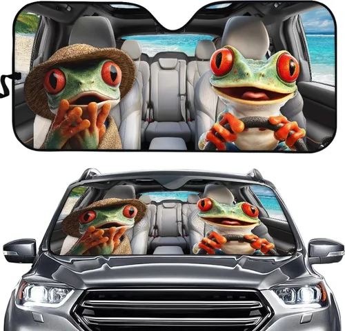 Miniatura 9 de SEANATIVE Parasol divertido para parabrisas de automóvil, protección contra rayos UV, protector de ventana delantera, diseño de ojos enojados