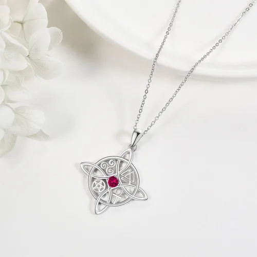 Miniatura 17 de YAFEINI Collar con dije de nudo de bruja de plata de ley, amuleto de bruja de cruz celta, regalo para mujer