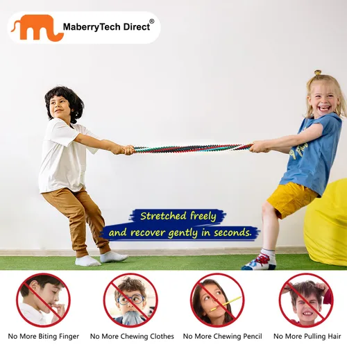 Miniatura 5 de Collares sensoriales masticables para niños y niñas, paquete de 15 pulseras elásticas masticables para niños con autismo, ansiedad, TDAH, SPD