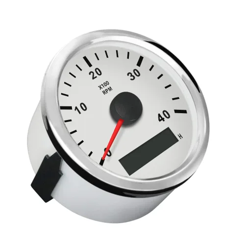 Miniatura 7 de ELING Tacómetro medidor de RPM con medidor de horas para coche, camión, barco, yate, 0-4000 rpm, 3.346 in con retroiluminación Blanco y acero