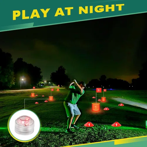 Miniatura 5 de Juego de cubo de golf para patio trasero, cubo de 6 agujeros, juego de golf con luz LED y banderas para adultos y niños en interiores y exteriores