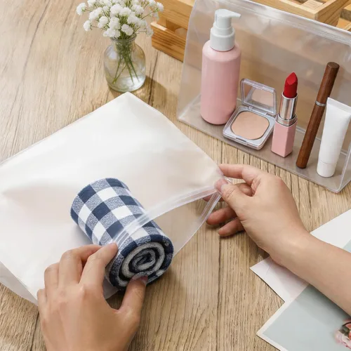 Miniatura 6 de Arroyner Mini bolsa de maquillaje transparente, 15 piezas, pequeñas bolsas de cosméticos de plástico transparente con cremallera, bolsa