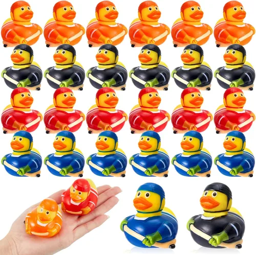 Deekin Patos de goma de 2 pulgadas, recuerdos de fiesta deportiva a granel para eventos de equipo, suministros de fiesta de cumpleaños, regalo de