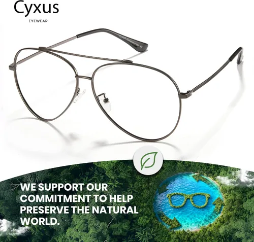 Miniatura 6 de Cyxus Davos French Ma-con Style Aviator Glasses Blue Light Blocking Eyeglasses for Computer UV Protection Anti Eyestrain 8805