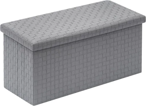 Miniatura 8 de B FSOBEIIALEO Taburete plegable de piel sintética, reposapiés de banco largo, caja de juguetes, color negro, 30.0 x 15.3 x 15.2 in