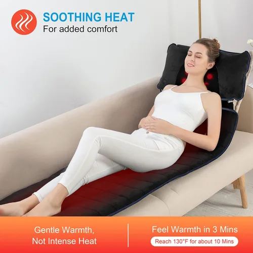Miniatura 6 de COMFIER Esterilla de masaje de cuerpo completo con calor y vibración - 10 motores, control por aplicación, almohada de cuello shiatsu móvil y 4