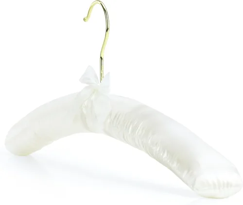 Miniatura 9 de HANGERWORLD 5 perchas acolchadas de satén clásico negro de 17 pulgadas para vestido de novia antideslizantes con gancho dorado