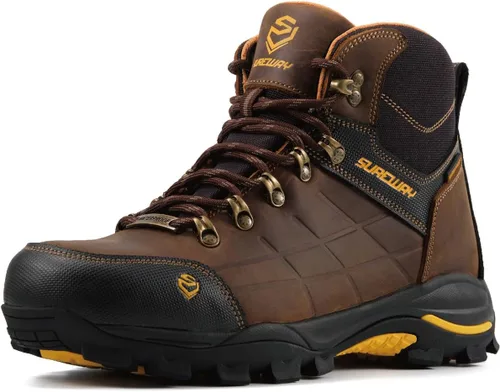 Miniatura 8 de SUREWAY Botas de trabajo impermeables de acero y punta suave de 6 pulgadas para hombre, botas de seguridad de cuero antideslizantes