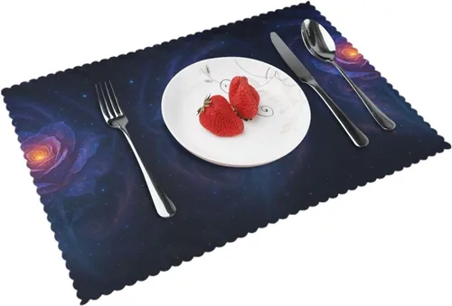 Miniatura 16 de Juego de 4 manteles individuales rectangulares, resistentes al calor 3D isométricos impresos para cocina y comedor