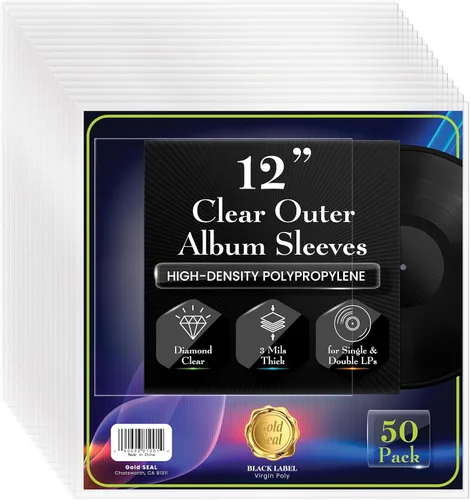 GOLD SEAL Fundas exteriores para discos de vinilo para discos de 12 pulgadas, 3 mil de grosor, protectores de cubierta de discos pesados de alta