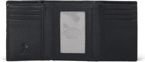 Miniatura 36 de Cartera de cuero RFID hecha a mano para hombres, elegante cartera de bolsillo frontal triple con 2 ranuras para identificación y 9 tarjetas, Negro