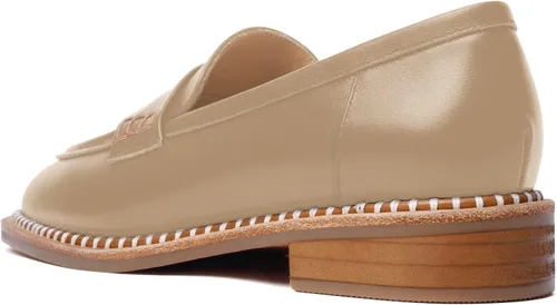 Miniatura 7 de FOGEENA Mocasines de cuero mate para mujer, estilo casual, sin cordones, punta redonda, tacón bajo grueso, zapatos de vestir de 1 pulgada