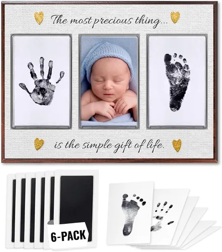 Miniatura 13 de Kit de manos y huellas sin tinta, placa de recuerdo de bebé y regalos de baby shower, ideal como regalo de mamá, marcos de fotos de guardería, kit