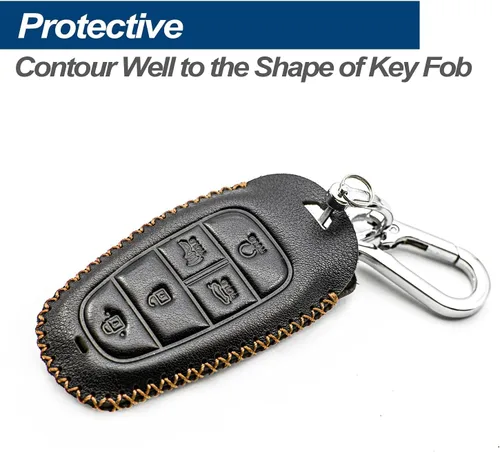 Miniatura 4 de Funda protectora de piel auténtica para Hyundai Palisade Tucson, Santa Cruz, Santa Fe, Sonata Ioniq, funda protectora de entrada sin llave
