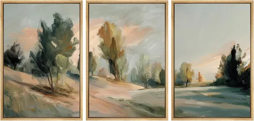 Miniatura 40 de SIGNWIN Lienzo enmarcado para pared, juego de arte sereno de pantanos con humedales verdes e ilustraciones de agua tranquila, arte moderno