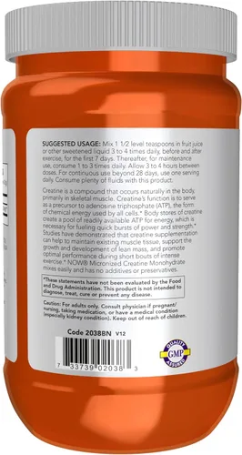 Miniatura 3 de Now Foods Nutrición Deportiva, Polvo de Creatina Micronizada 500 g, Incremento de Masa*/Producción de Energía*, 1.1 Libras