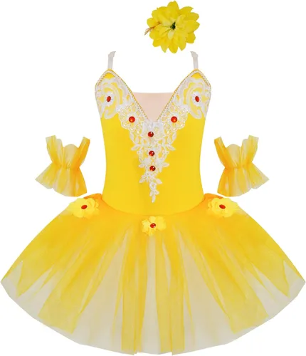 Miniatura 28 de JEATHA Camisola para niñas y niñas, leotardo con falda, vestido de ballet, cisne, lago, tutú, bailarina, disfraces para competición