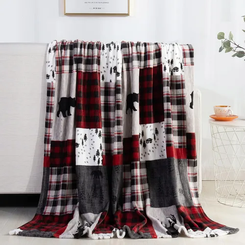 Miniatura 32 de Valerian Manta de Navidad de Terciopelo de Lujo Ultra Suave al Tacto Suave, Cálida, Acogedora Manta/Frazada de Forro Polar con Estampado