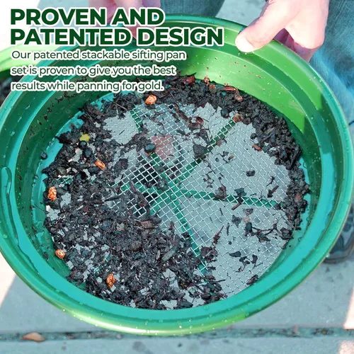 Miniatura 7 de SE Sartén de prospección de oro apilable clasificador de 13.25 pulgadas de ancho, bandeja de tamizado de malla de acero inoxidable de 1/4 pulgadas
