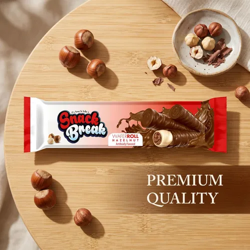 Miniatura 8 de Snack Break Rollos de Oblea de Avellana, Galletas de Oblea Enrolladas, Snack Delicioso con Capa de Cacao, Envueltos Individualmente, Palitos