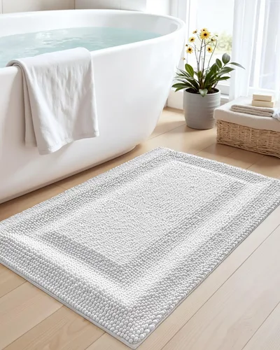 Miniatura 5 de DEXI Tapetes de baño para baño, de 16 x 24 pulgadas, antideslizante, lavable, tapete de baño absorbente de felpilla suave y gruesa para suelo