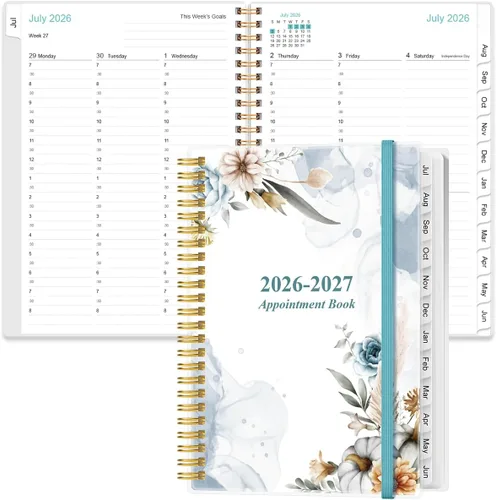 Miniatura 12 de Agenda diaria por hora 2026-2027 de julio de 2026 a junio de 2027, 12 pestañas mensuales, bolsillo interior, 6.4 x 8.5 pulgadas, color negro