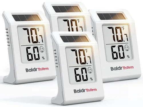 Miniatura 9 de BALDR 2-Pack Digital Hygrometer Thermometer, Solar Power with Battery Backup Temperature and Humidity Monitor, Mini Room Thermometer with Comfort