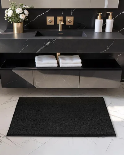 Miniatura 5 de Color&Geometry Tapetes de baño pequeños para baño, antideslizantes, de 16 x 24 pulgadas, color negro, absorbentes, suaves, lavables, alfombra