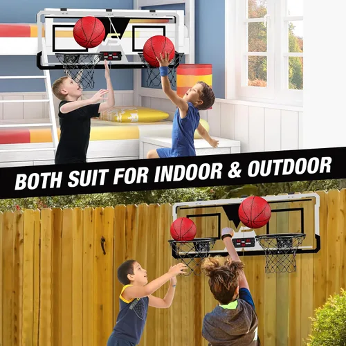 Miniatura 6 de HYES Juego de baloncesto para 2 jugadores, doble tiro sobre la puerta, mini aro de baloncesto para interiores con marcador, juguete de baloncesto
