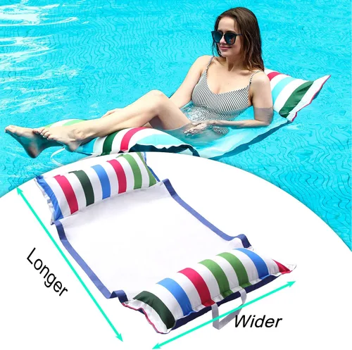 Miniatura 3 de FindUWill Hamaca flotante de tela para piscina, XL, paquete de 2 flotadores inflables multiusos para hamacas de agua