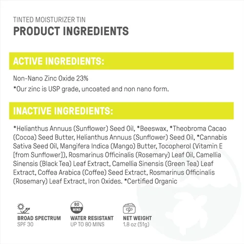 Miniatura 6 de Crema facial tintada ultra-hidratante Raw Element, protector solar mineral no tóxico para la cara, hidratante diario tintado, óxido de zinc no nano