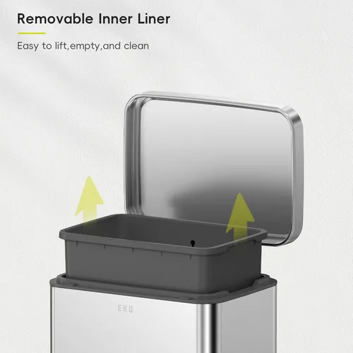 Miniatura 6 de EKO Madison - Cubo de basura de acero inoxidable cepillado de 1.6 galones o 6 litros, cubo de basura o cubo de reciclaje, forro interior extraíble
