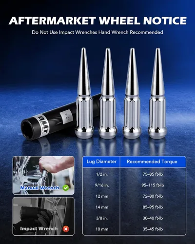 Miniatura 6 de Orion Motor Tech Tuercas de llanta cromadas de 14 x 1.5 pulgadas, 24 piezas, tuercas M14x1.5, accesorios de rueda compatibles con Chevy Ram Ford