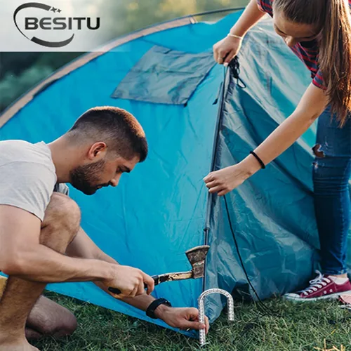 Miniatura 8 de Besitu Estacas de 12 pulgadas de Servicio Pesado Paquete de 100 Estacas de Cerca de Metal con Gancho en J para Perros que Excavan, Tienda de Campaña